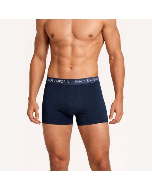 Panos Emporio Blue Three Pack Base Bamboo Boxer for men
