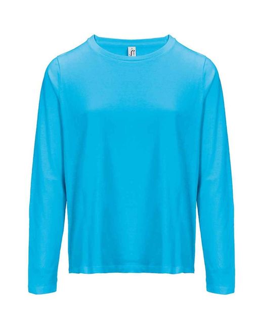 Sol's Blue Ladies Monarch Long-Sleeved T-Shirt (Aqua)