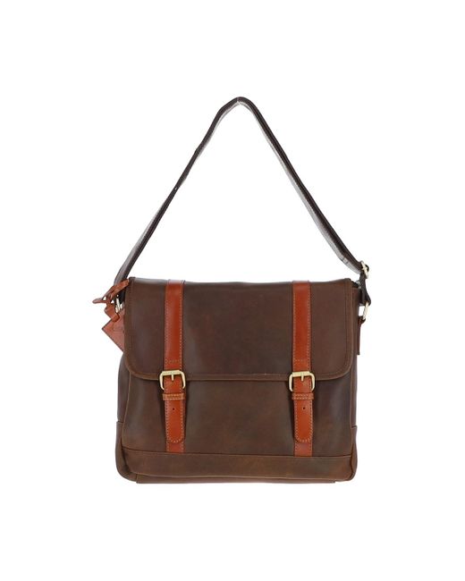 Fenland Sheepskin Brown Vintage Oily Leather Messenger Bag for men