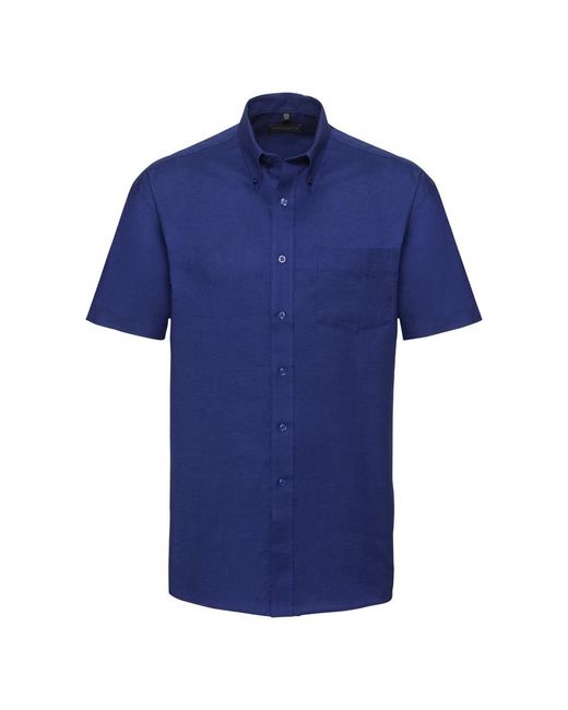 Russell Blue Collection Short Sleeve Easy Care Oxford Shirt (Bright Royal) for men