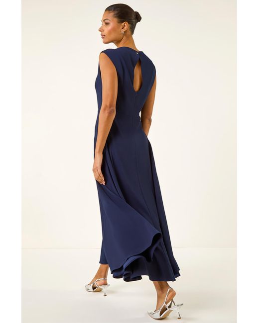 Roman Blue Fit & Flare Midi Dress