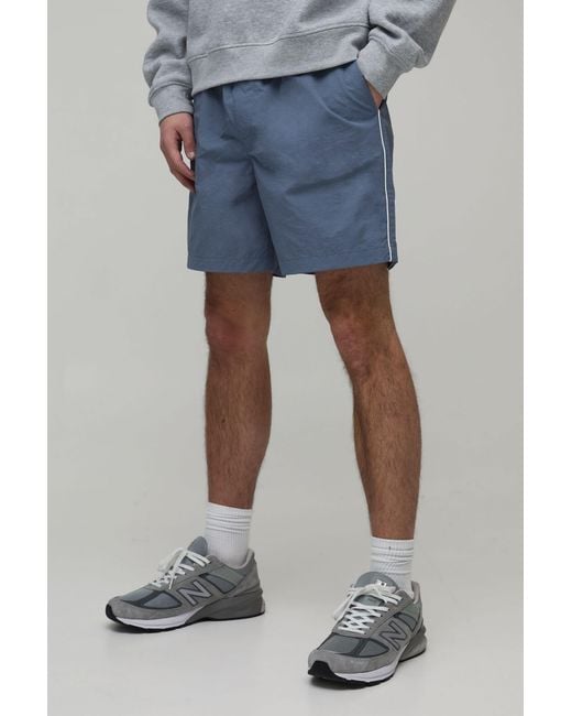 BoohooMAN Blue Baggy Short Length Piping Nylon for men