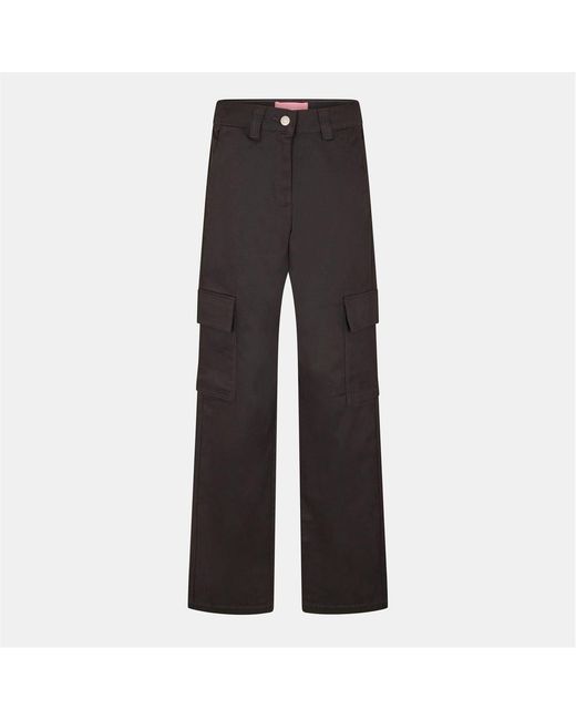 JJXX Black Solid Patterned Straight Cargo Pants