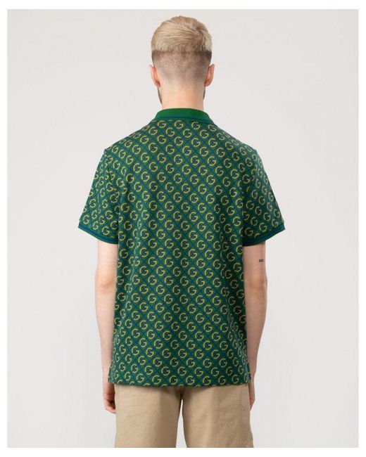 Gant Green Jacquard Short Sleeve Polo for men