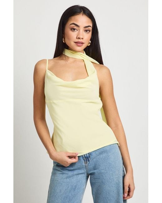 Boohoo Blue Chiffon Scarf Detail Cowl Corset Top