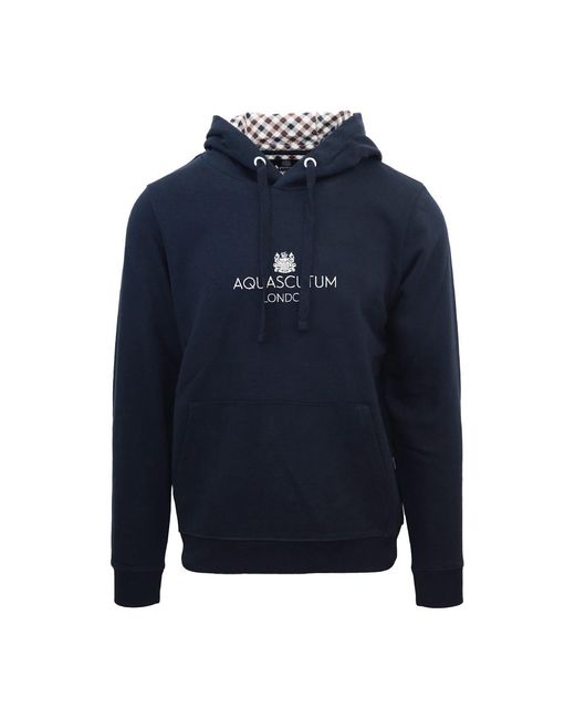 Aquascutum Blue Hooded Neck Lacoste Lettering Sweatshirt for men