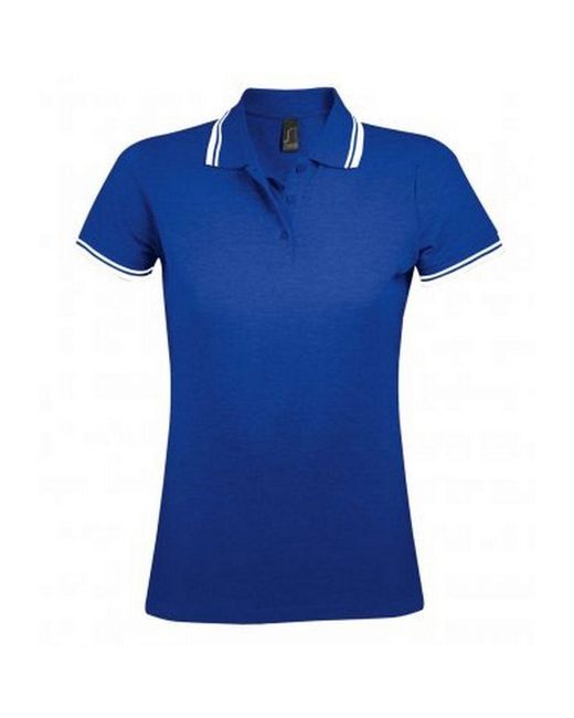 Sol's Pasadena Getipt Korte Mouw Pique Polo Shirt (koninklijk/wit) in het Blue