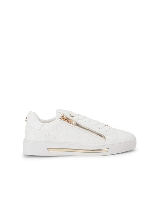 Carvela Kurt Geiger White Daniella Zip Weave Sneakers