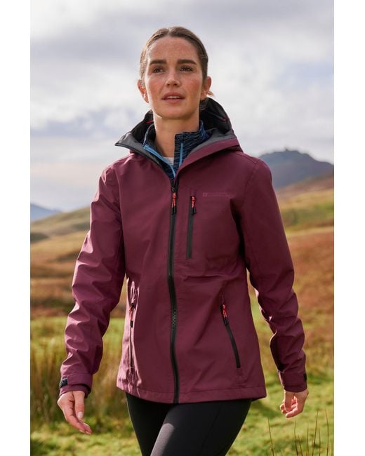 Mountain Warehouse Purple 'Bachill' Waterproof Jacket Breathable 3 Layer Shell Hooded Outdoor Rain Coat