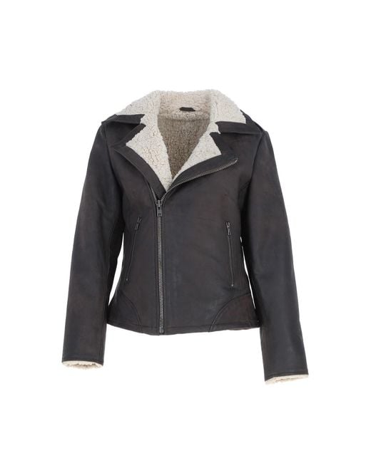 Ashwood Leather Brown 'Jan' Real Biker Style Jacket With Faux Fur Lining