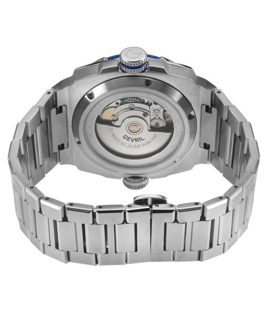 Gevril Blue Fortuna 316L Stainless Steel Case, Bezel, Enamel Dial, Bracelet for men