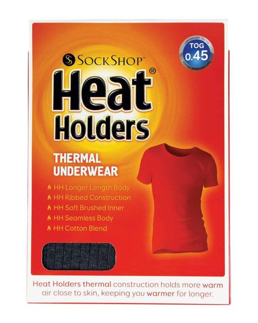 Heat Holders Gray Cotton Thermal Underwear Short Sleeve T Shirt Vest for men