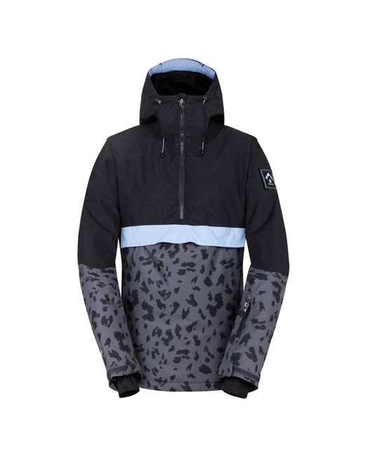 Dare 2b Black Ladies Snowburst Leopard Print Overhead Ski Jacket /Ebony)