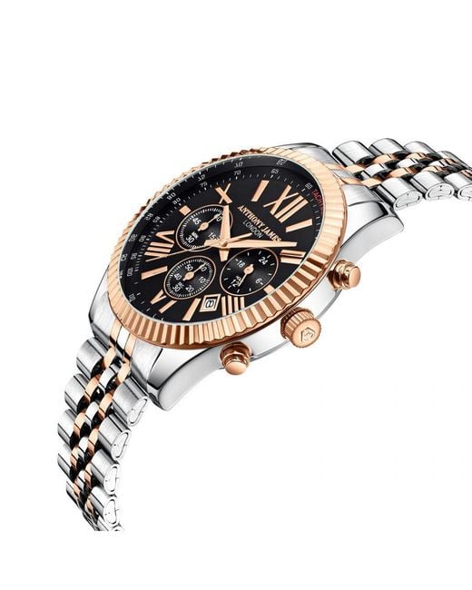 Anthony James Metallic Hand Assembled Limited Edition Chrono Sports Two Tone for men