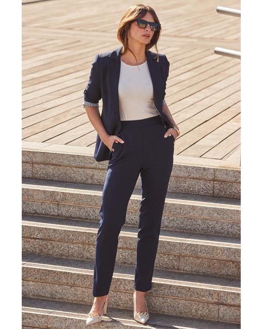 Sosandar Black Side Button Tapered Leg Trousers