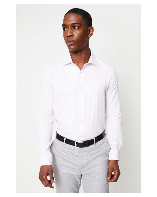 Burton White Tailored Fit Herringbone Weave Shirt for men