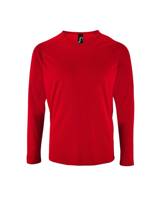 Sol's Red Sporty Long Sleeve Performance T-Shirt for men