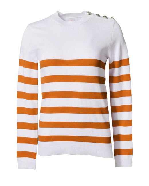 Dunnes Orange Striped Button Shoulder Jumper