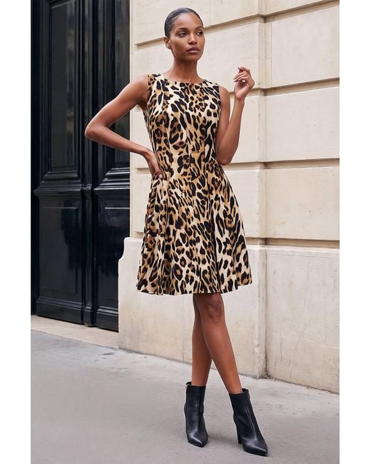 Roman Natural Animal Print Panelled Dress