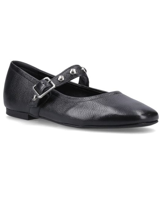 Hush Puppies Black Charlene Stud Ballerina Leather Flats