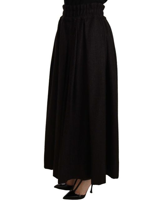 Dolce & Gabbana Authentieke Wollen Maxi-rok Met Hoge Taille in het Black
