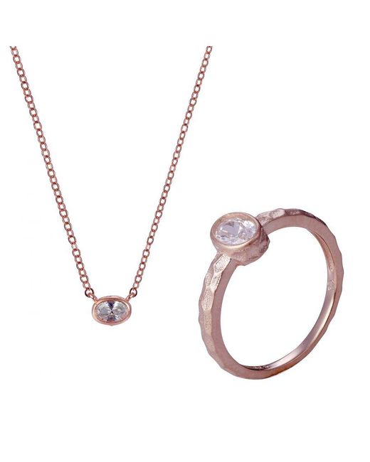 Orphelia Metallic 'Robin' 925 Sterling Set: Necklace + Ring