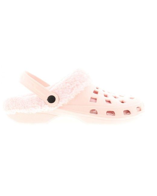 Wynsors Pink Clog Sandals Flip Flops Faux Fur Lined Zena