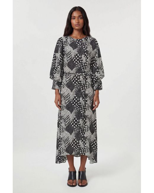 Karen Millen Multicolor Viscose Woven Printed Cowl Neck Midi Dress