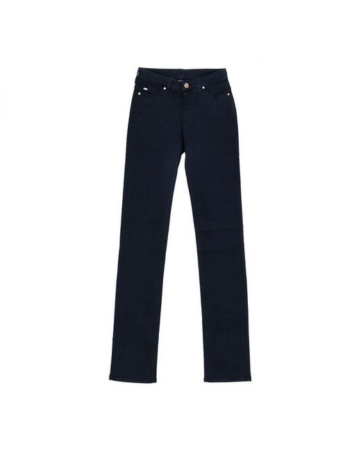 Armani Blue Long Stretch Fabric Pants 6y5j85-5n2fz Woman Cotton
