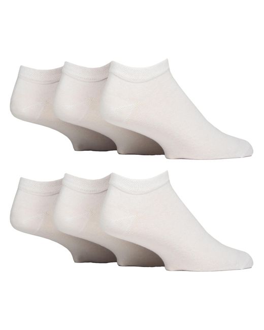 Gentle Grip White 6 Pack Diabetic Trainer Socks for men
