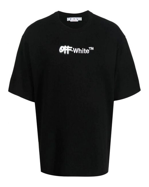 Off-White c/o Virgil Abloh Black Off- Spray Helvetica Logo Embroidered T-Shirt for men