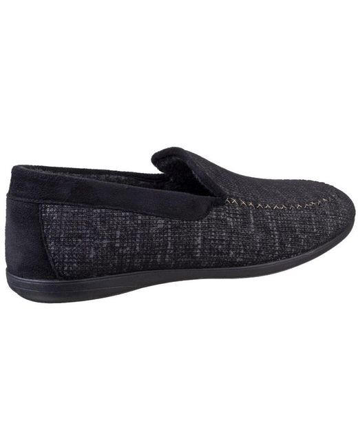 Cotswold Black Stanley Loafer Slipper for men