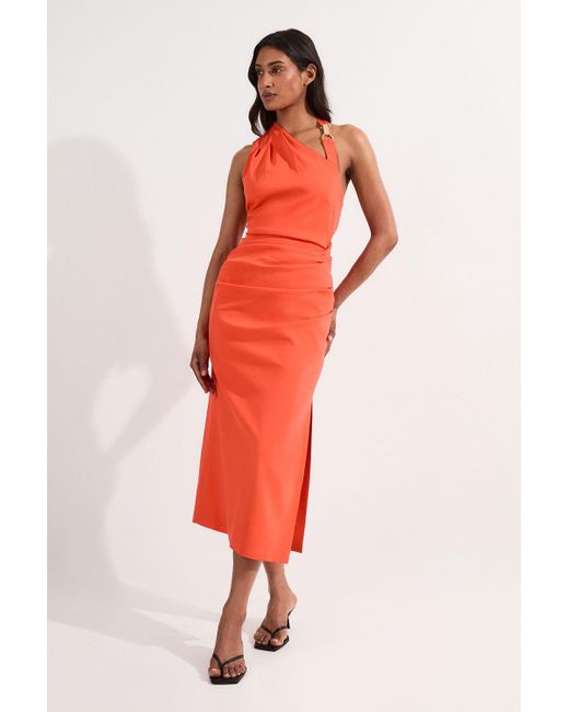 Karen Millen Polished Tailored Asymmetric Back Midi Dress