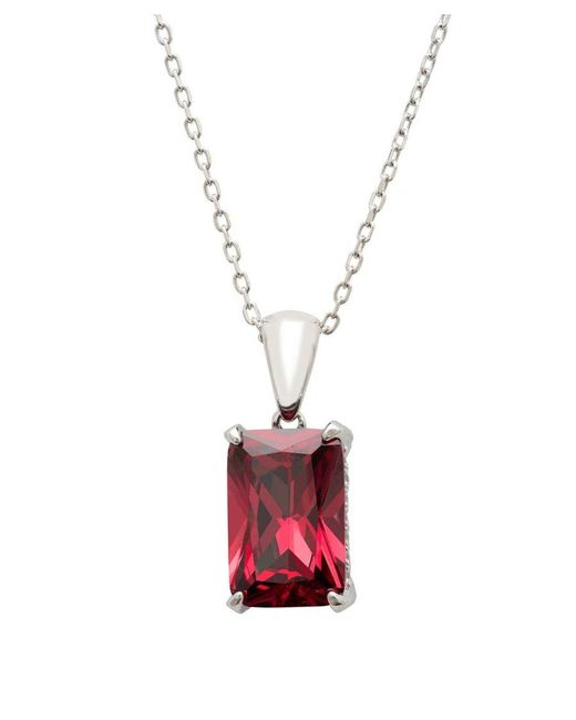 Latelita London White Alexandra Rectangle Gemstone Necklace Ruby