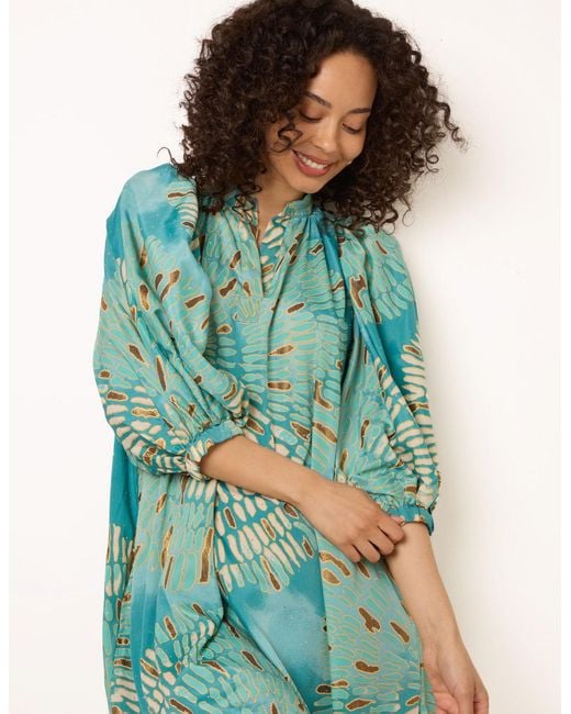 Blue Vanilla Blue Diamante Tunic Dress With Puff Sleeve