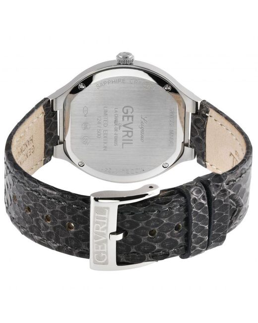 Gevril Gray Lugano Swiss Diamond Genuine Italian Handmade Leather Watch