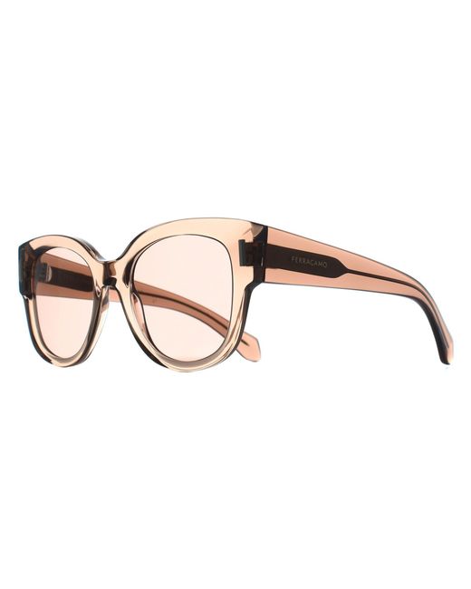 Ferragamo Brown Oval Transparent Nude Sf2007S