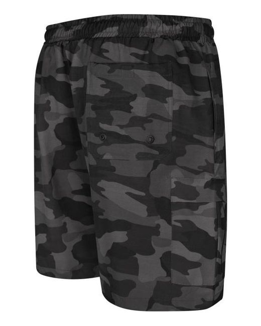 KAM Jeanswear Black Kam Plus Size Camo Cargo Swim Shorts for men