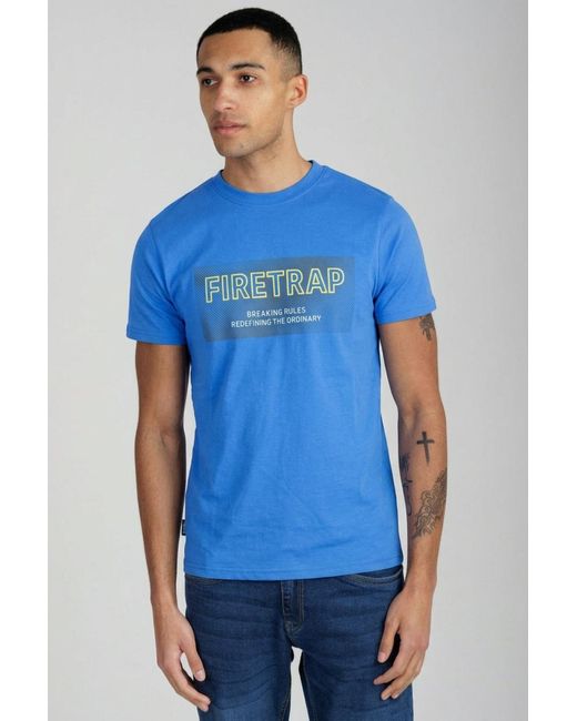Firetrap Blue Multi 3 Pack Regular Fit Cotton Crew T-Shirts for men
