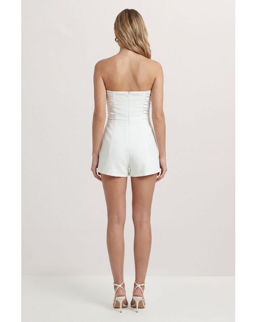 MissPap White Ruched Bandeau Playsuit