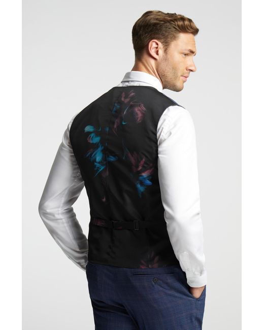 Ted Baker Blue Brahe Checked Slim Waistcoat for men
