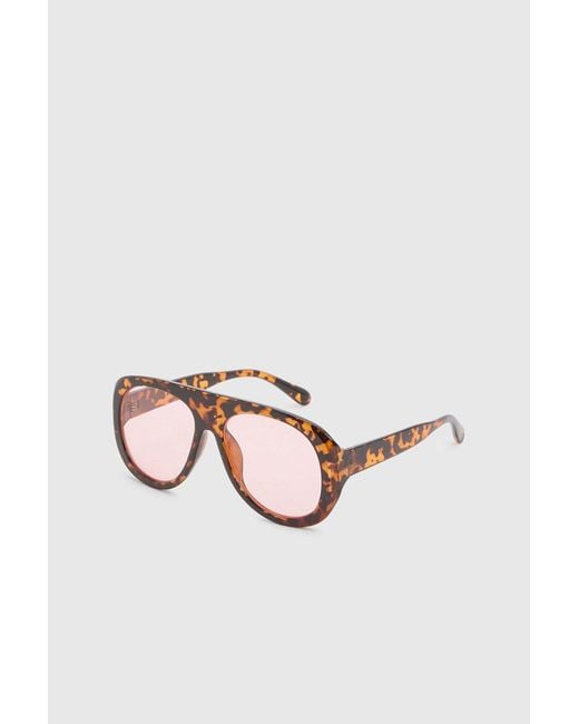 Boohoo Brown Lens Chunky Aviator Sunglasses