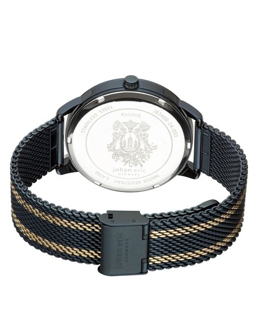 Johan Eric Black Kolding, Stainless Steel Watch With Mesh for men
