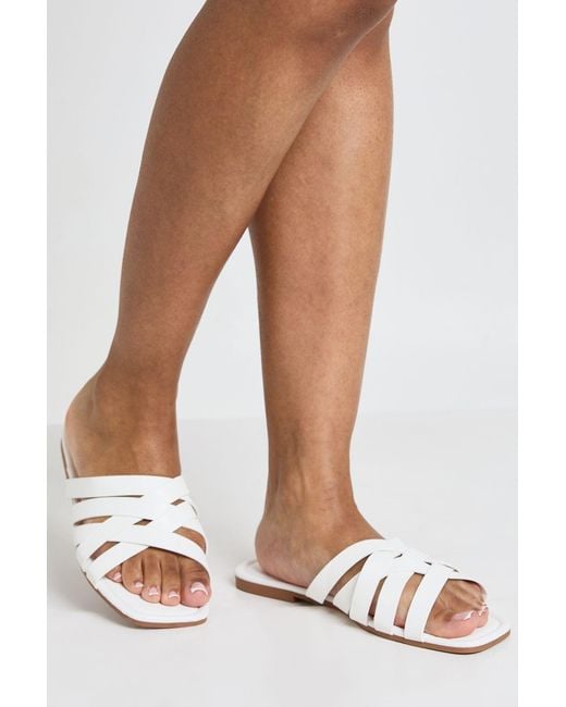 Boohoo White Wide Fit Cross Over Strappy Sliders