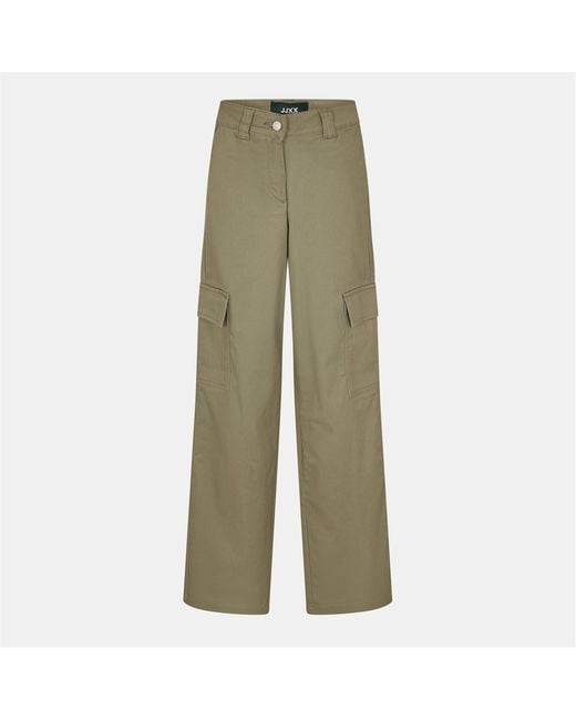 JJXX Green Solid Patterned Straight Cargo Pants