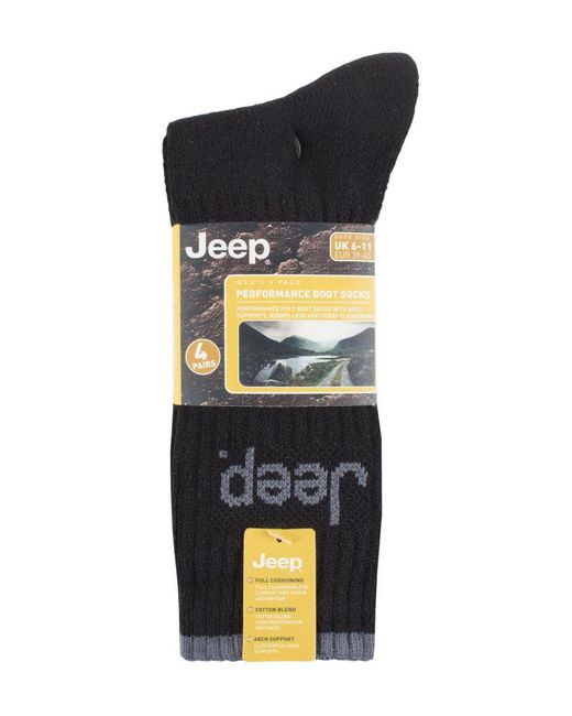Jeep Blue 4 Pairs Anti Blister Thick Cushioned Luxury Boot Socks for men