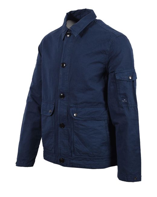 Paul Smith Blue Shirt Jacket Cotton for men