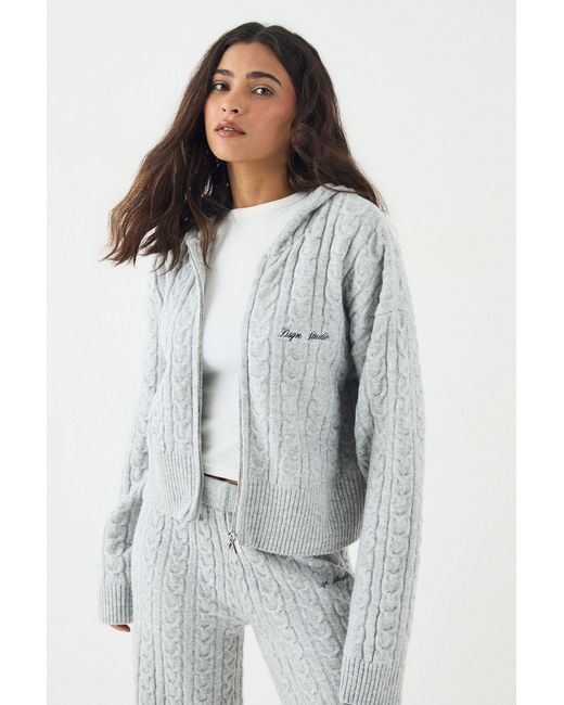 DSGN Studio Gray Cable Knit Zip Through Hoodie