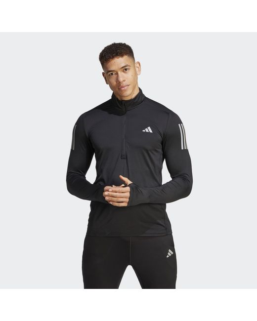 Adidas Originals Black Own The Run 1/4 Zip Long Sleeve Sweatshirt for men