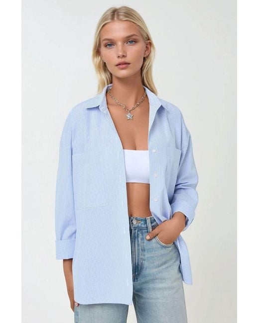 Hiccup White Striped Regular Fit Long Sleeve Soft Shirt